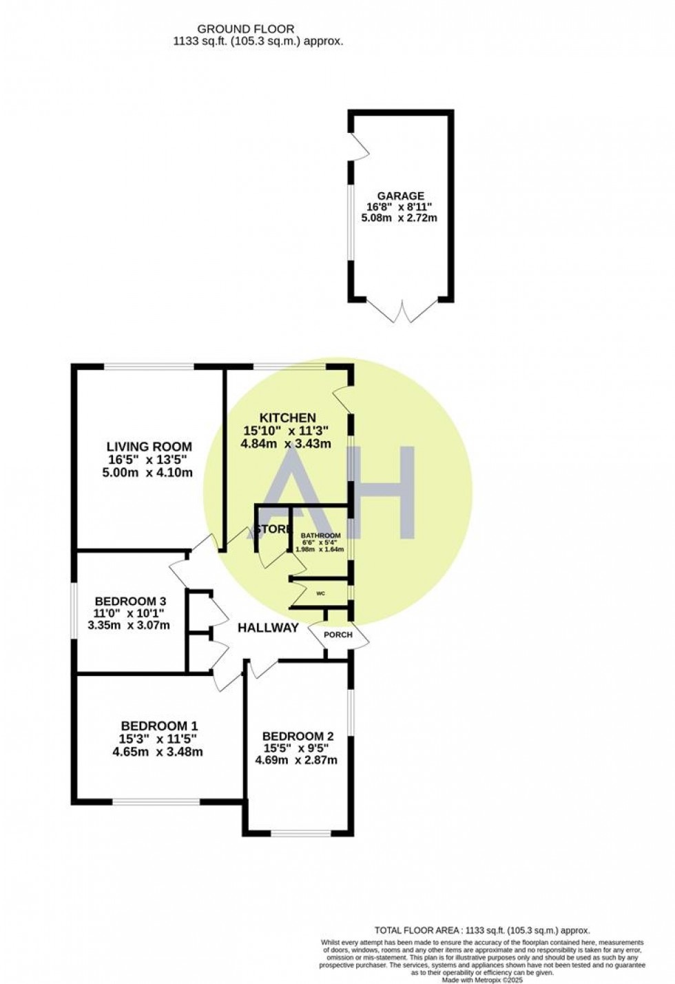 Floorplan for Detached Bungalow, Manor Avenue, Sale