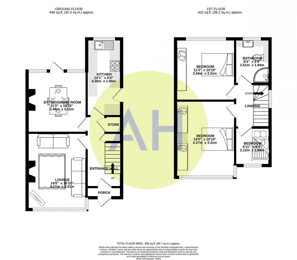 Floorplan for Caldbeck Avenue, Sale