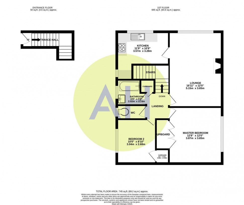 Floorplan for Apt with Private Entrance, Sunningdale Court, Northenden Road, Sale